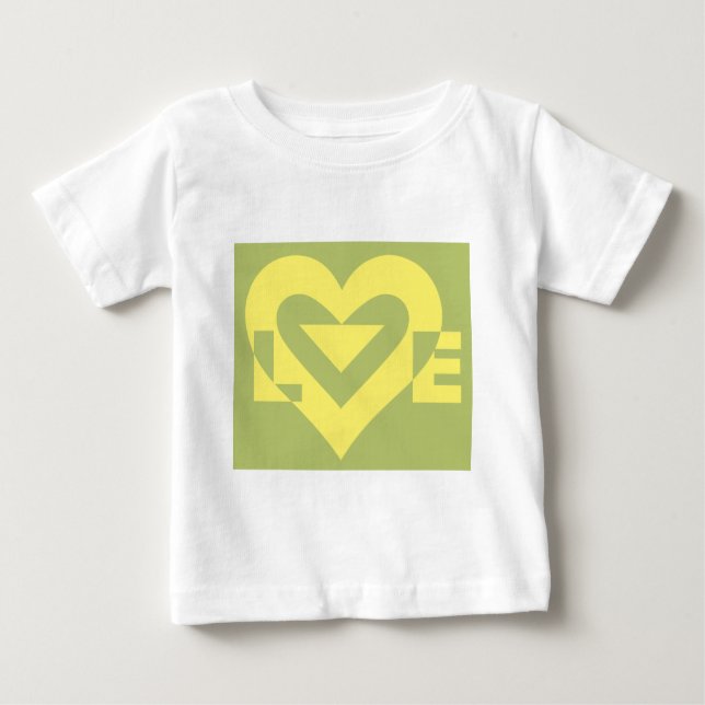 Camiseta De Bebé Amor Amarillo en verde sabio (Anverso)