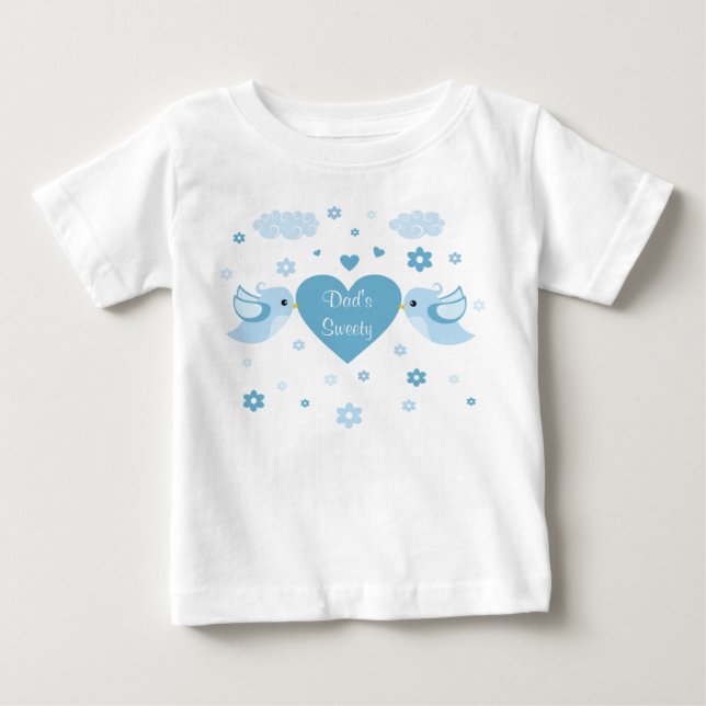 Camiseta De Bebé Amor azul Aves corazón bebé (Anverso)