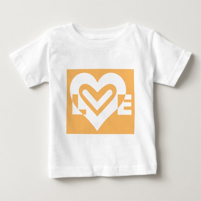 Camiseta De Bebé Amor blanco y Naranja (Anverso)