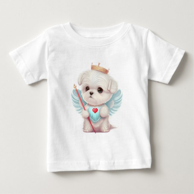 Camiseta De Bebé Amor celestial: Perro maltés Ángel lindo (Anverso)