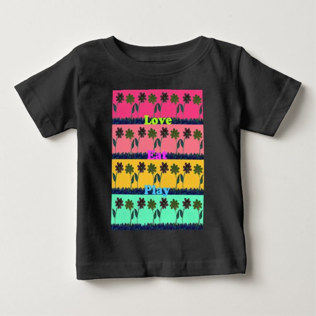 Camiseta De Bebé Amor Comer Jugar Arte Impreso (Anverso)