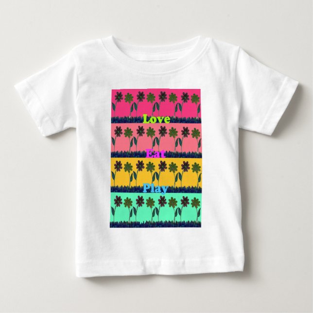 Camiseta De Bebé Amor Comer Jugar Impresión de Arte (Anverso)