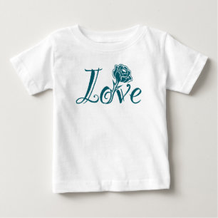 Camiseta De Bebé Amor en Flor: Tipografía Elegante con una Rosa