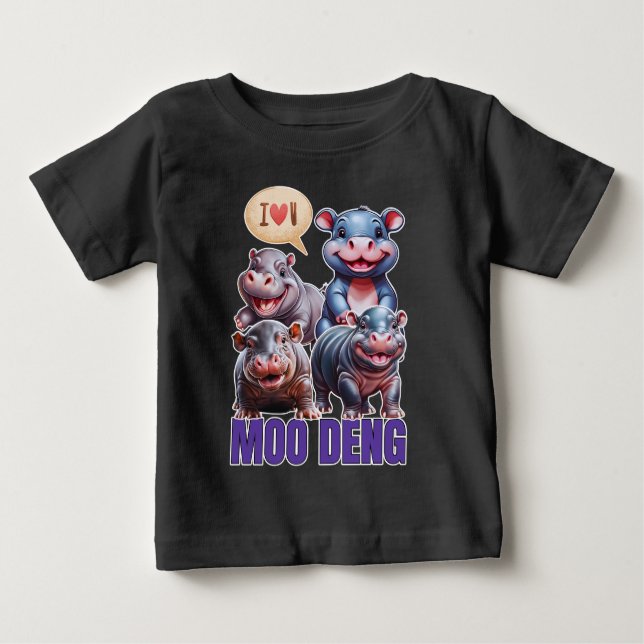 Camiseta De Bebé Amor moo Deng Thai divertido bebé hippo (Anverso)