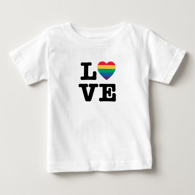Camiseta De Bebé Amor palabras de corazón arcoiris (Anverso)