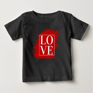 CAMISETA DE BEBÉ AMOR TIPOGRAFÍA BLANCA ARTE ROJO