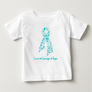 Camiseta De Bebé Amor Valor Esperanza Mariposa - Cáncer de ovario