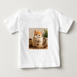 Camiseta De Bebé Amuleto de Gatito en Taza de Café