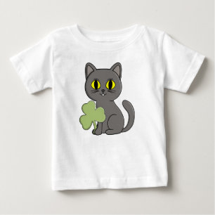 Camiseta De Bebé Amuleto de trébol de trébol de gato gris