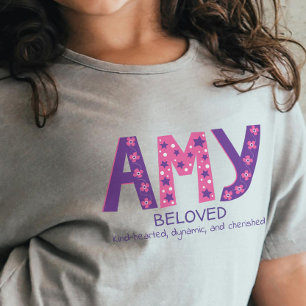 Camiseta De Bebé Amy chicas nombre y significa estrellas de flores