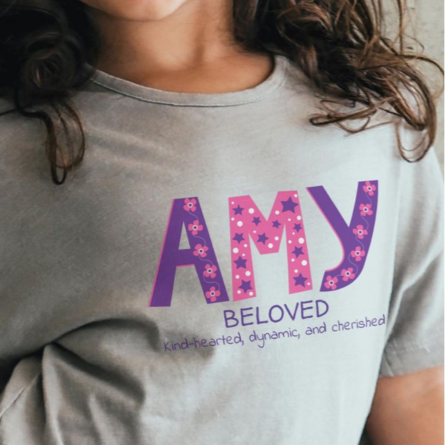 Camiseta De Bebé Amy chicas nombre y significa estrellas de flores  (Subido por el creador)