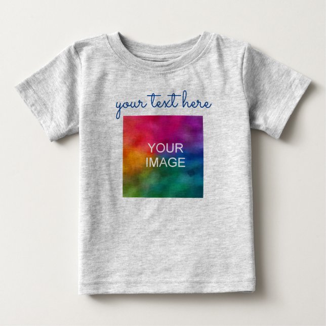 Camiseta De Bebé Añadir guión de caligrafía gris de foto de envío d (Anverso)