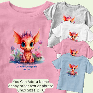 Camiseta De Bebé Añadir nombre de texto, Naranja bebé dragón rosa