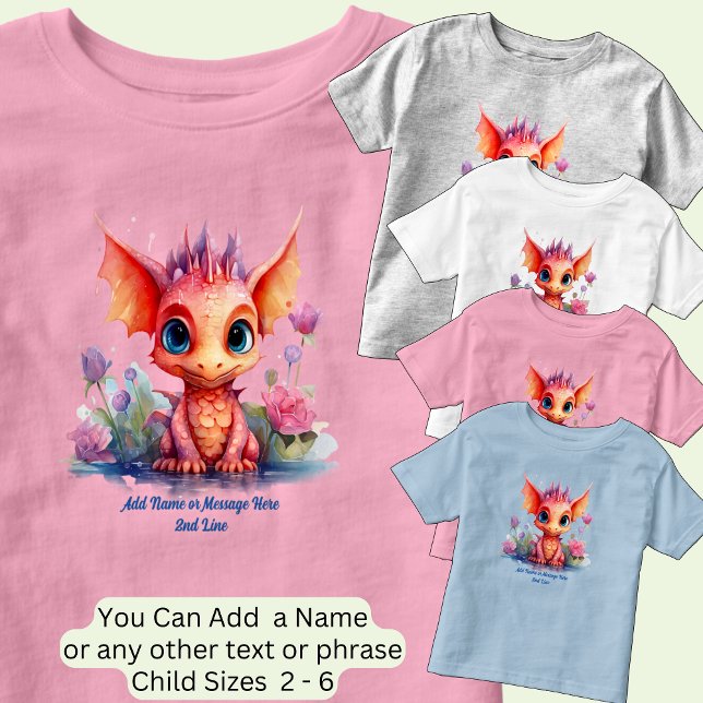 Camiseta De Bebé Añadir nombre de texto, Naranja bebé dragón rosa (Subido por el creador)