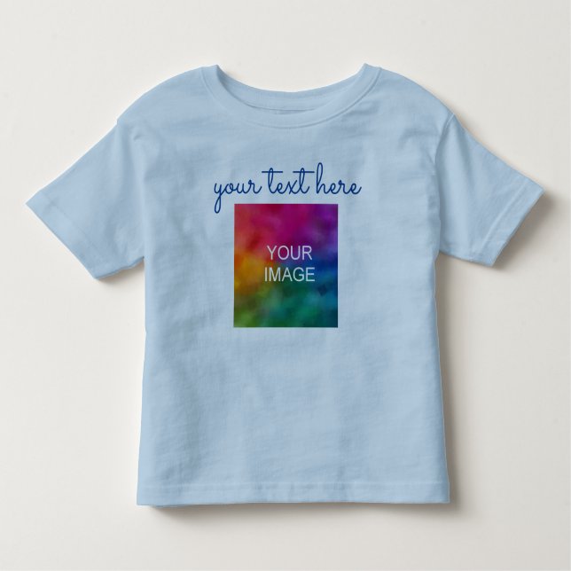 Camiseta De Bebé Añadir texto subir foto doble cara Imprimir azul b (Anverso)