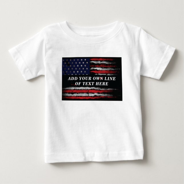 Camiseta De Bebé Añadir tu propio texto a la bandera norteamericana (Anverso)