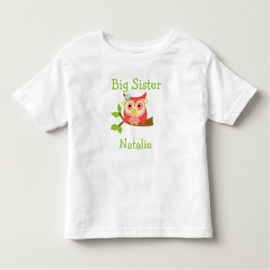 Camiseta De Bebé Añadir un nombre búho grande hermana
