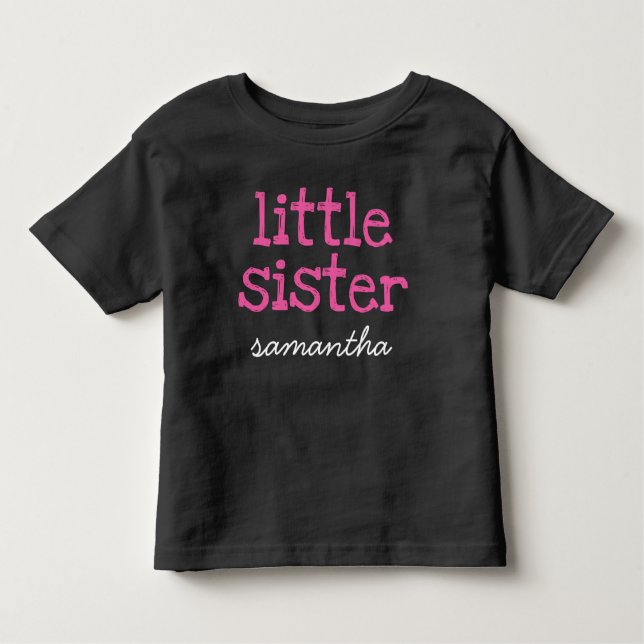 Camiseta De Bebé Añadir un nombre texto rosado Pequeña hermana cami (Anverso)