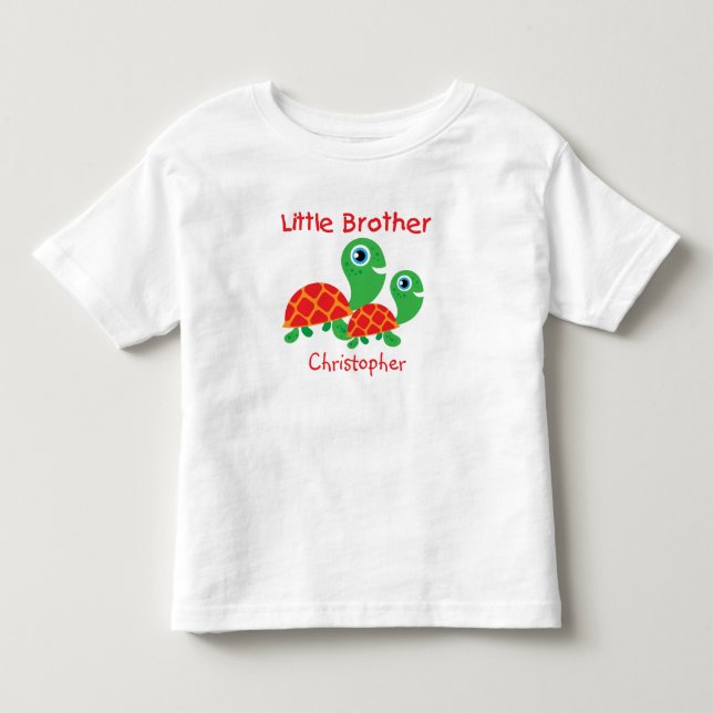 Camiseta De Bebé Añadir un nombre tortuga personalizada Hermano peq (Anverso)