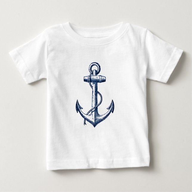 Camiseta De Bebé Ancla de los azules marinos (Anverso)