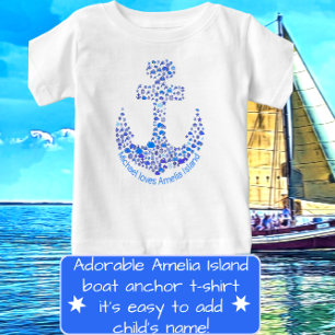 Camiseta De Bebé Anclaje de criaturas marinas de la isla de Amelia