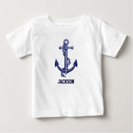 Camiseta De Bebé Anclaje marino azul y blanco