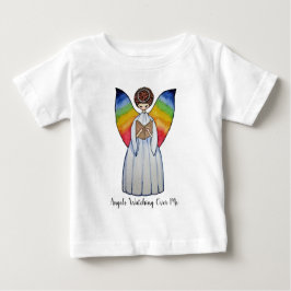 Camiseta De Bebé Ángel de color de agua con alas arco iris leyendo