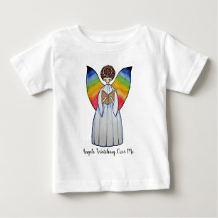 Camiseta De Bebé Ángel de color de agua con alas arco iris leyendo