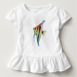 Camiseta De Bebé Angel Fish Butterflies Toddler Ruffle Tee, Blanco
