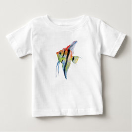 Camiseta De Bebé Angel Fish Butterflies Toddler Ruffle Tee, Blanco