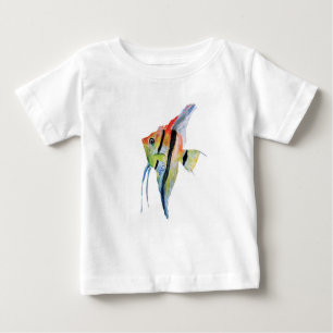 Camiseta De Bebé Angel Fish Butterflies Toddler Ruffle Tee, Blanco