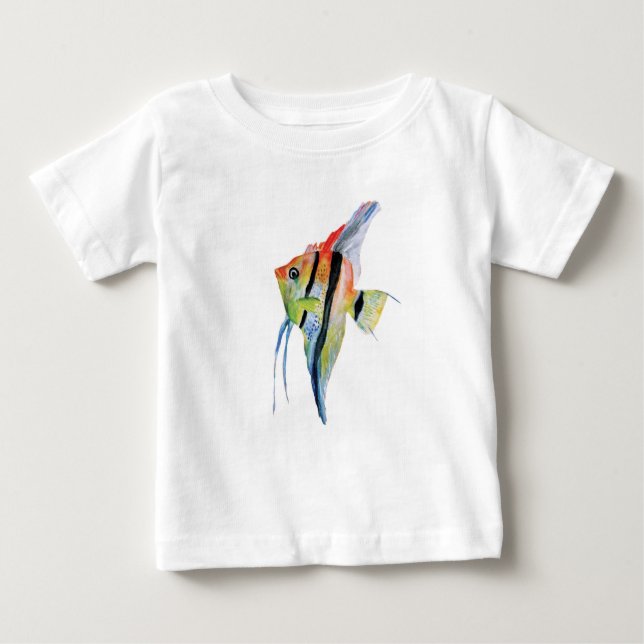 Camiseta De Bebé Angel Fish Butterflies Toddler Ruffle Tee, Blanco (Anverso)