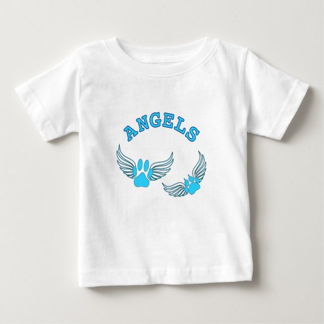 Camiseta De Bebé Ángel Mascota Viñe En Azul (Anverso)