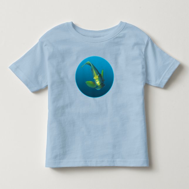 Camiseta De Bebé Angelfish - Diseño en fondo azul gradiente | (Anverso)