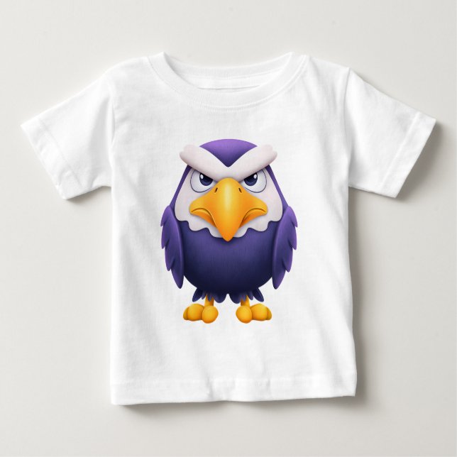 Camiseta De Bebé Angry Eagle Mascot – Fierce Purple cute Bird Kids (Anverso)