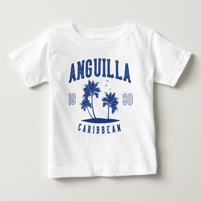 Camiseta De Bebé Anguilla Caribbean Palm Tree 1980 (Anverso)