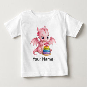 Camiseta De Bebé Anillos apilables de dragón bebé rosa personalizad