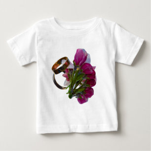 Camiseta De Bebé Anillos y flores bodas