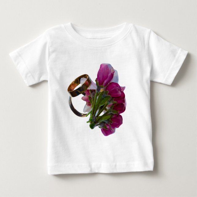 Camiseta De Bebé Anillos y flores bodas (Anverso)