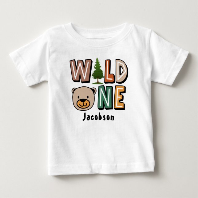 Camiseta De Bebé Animal de la selva salvaje primer cumpleaños (Anverso)