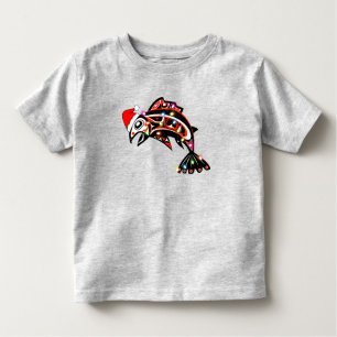 Camiseta De Bebé Animal espiritual Haida Salmon con luces Navidades