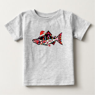 Camiseta De Bebé Animal espiritual Haida Salmon con luces Navidades