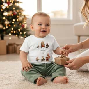 Camiseta De Bebé Animales adorables del bosque Navidad Oso de peluc