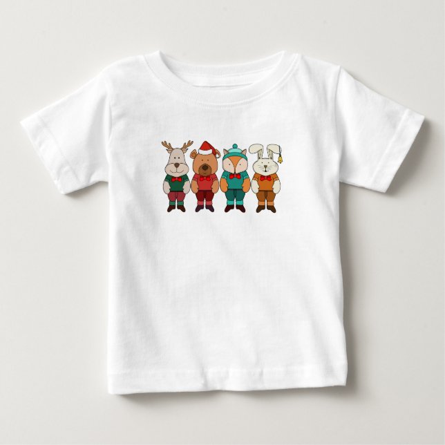 Camiseta De Bebé Animales adorables listos para el invierno (Anverso)
