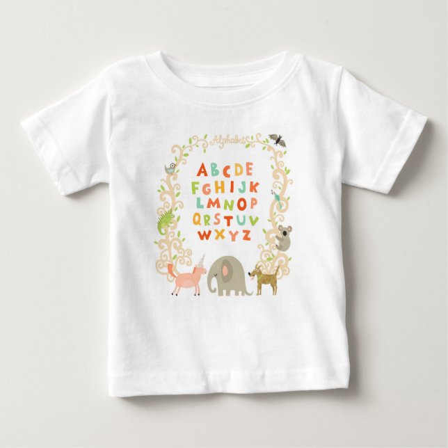Camiseta De Bebé Animales Alegres Y Alfabeto (Anverso)