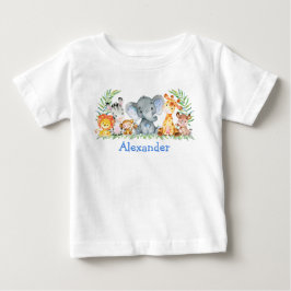 Camiseta De Bebé Animales bebé safari acuarela elefante azul