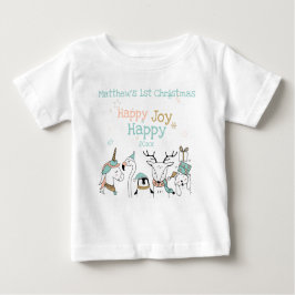 Camiseta De Bebé Animales curados Navidades de bebé felices alegría