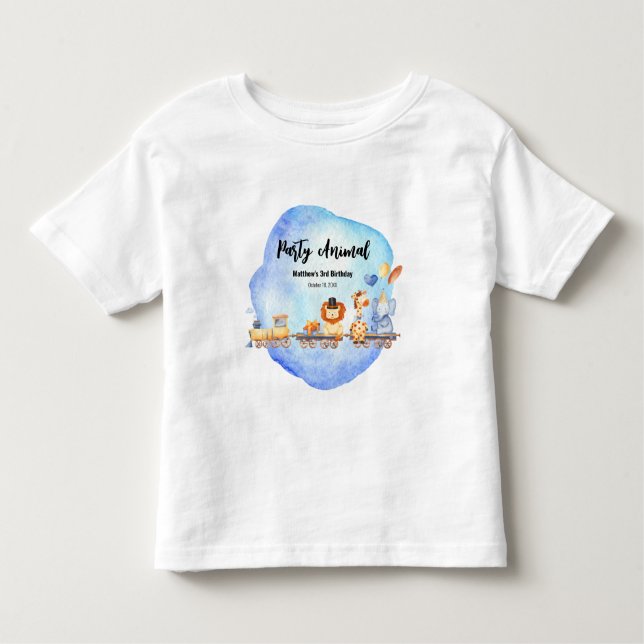 Camiseta De Bebé Animales de fiesta en el tren Fiesta de Cumpleaños (Anverso)