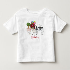 Camiseta De Bebé Animales de granja Globos de cumpleaños y nombre d