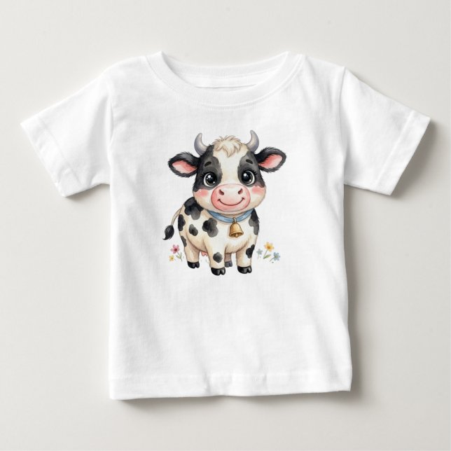 Camiseta De Bebé Animales de granja lindos-Vaca (Anverso)